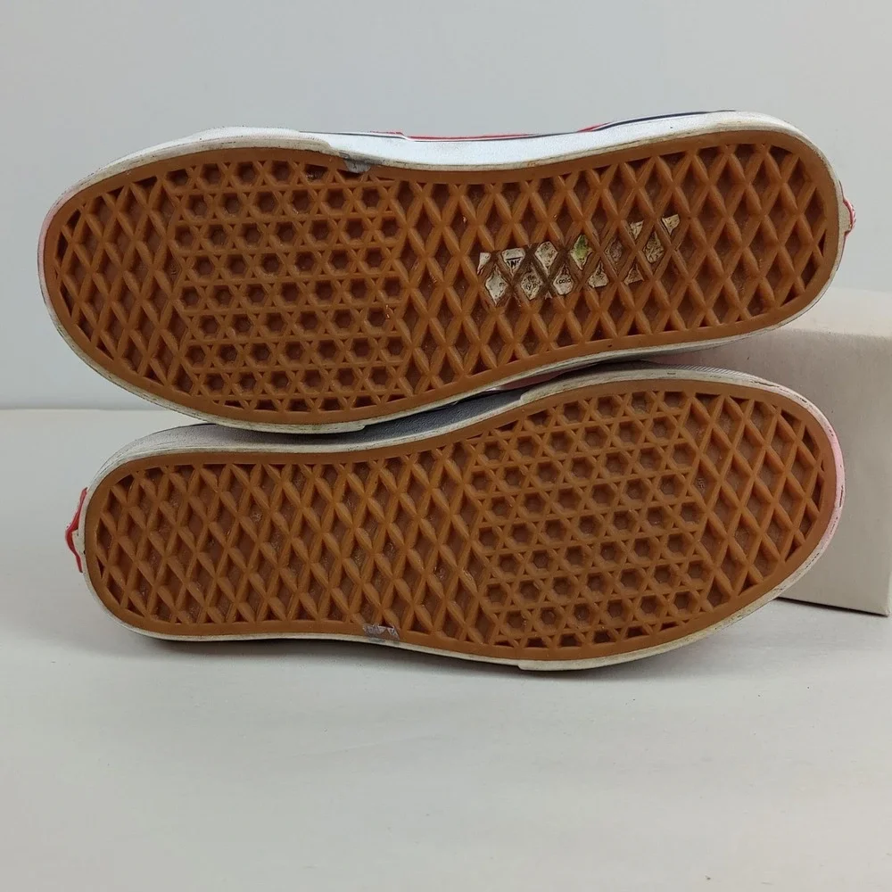 Vans Women 7.5 Red Suede Canvas High Top Skateboard Shoes Sk8-Hi
